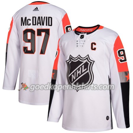 Edmonton Oilers Connor McDavid 97 2018 NHL All-Star Pacific Division Adidas Wit Authentic Shirt - Mannen